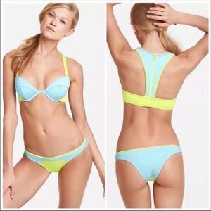 Victoria’s Secret Vintage Neoprene Colorblock Bikini NWT 36D Top Small Bottoms